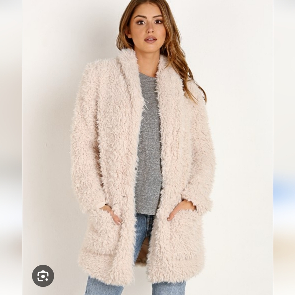 C&C California Cream Fuzzy Jacket.pit To Pit 20"